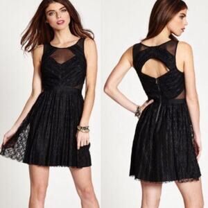 GUESS Black Lace Cutout Mini Dress Whimsigoth Gothic Dark Fairy Y2K Party 4 S
